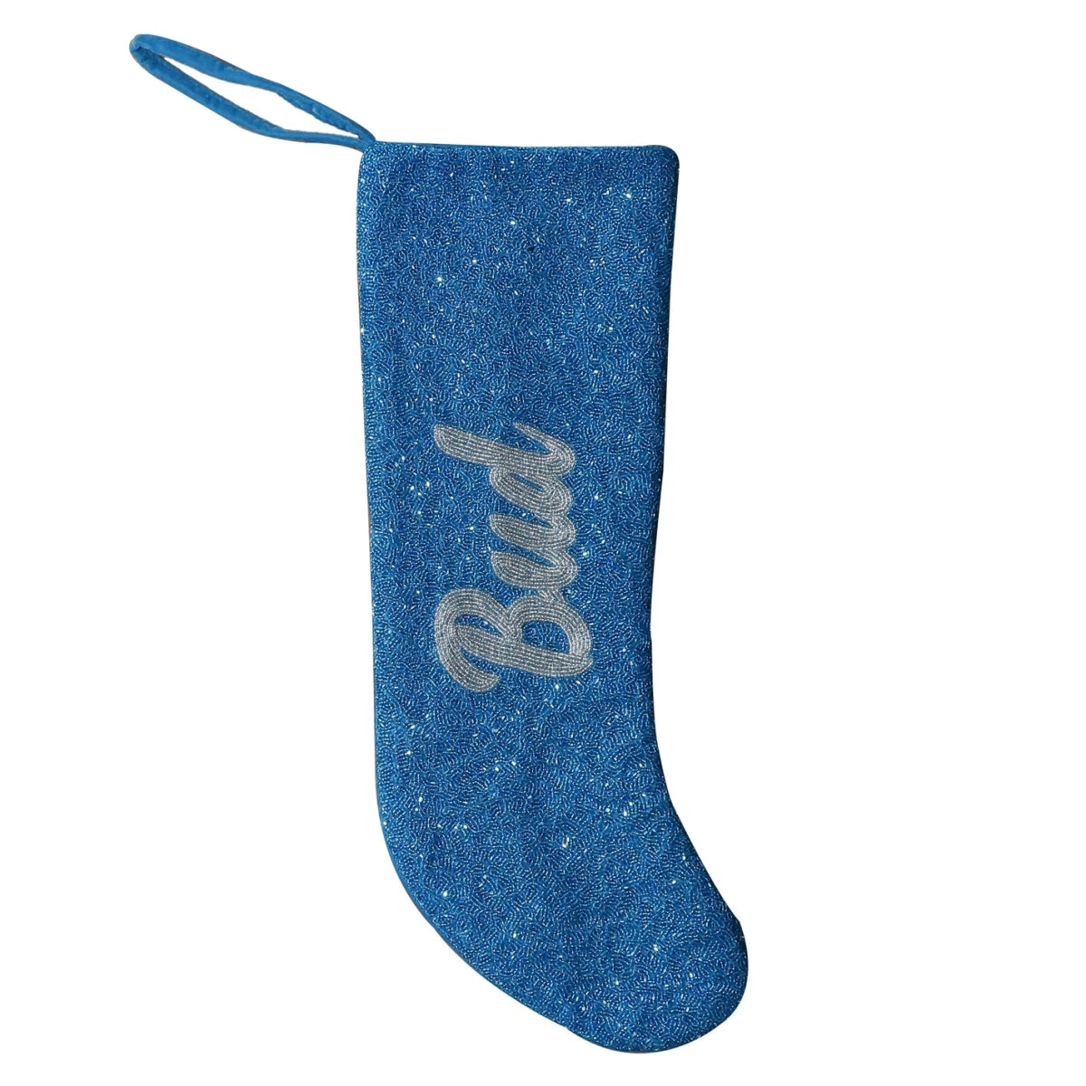 Beaded Customized Stocking | Periwinkle & Silver - Holiday Stockings - Tiana - The Grove