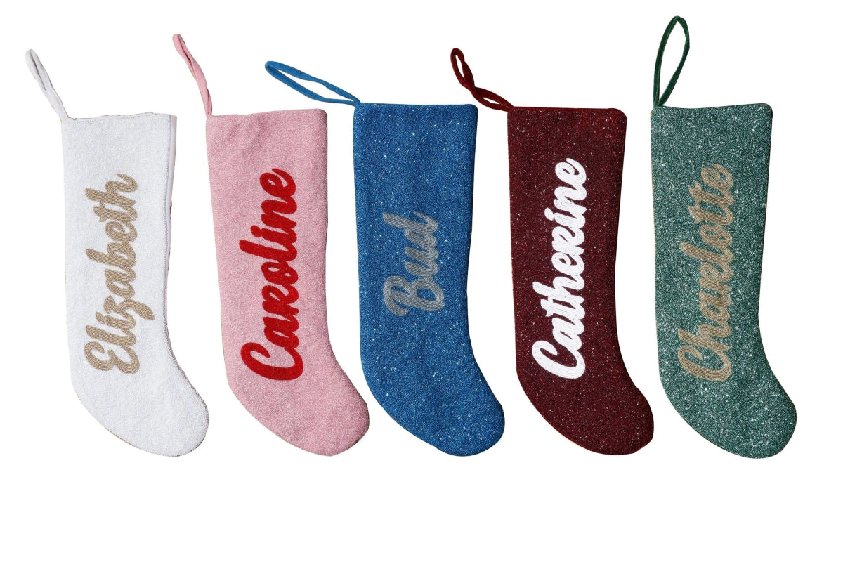 Beaded Customized Stocking | Periwinkle & Silver - Holiday Stockings - Tiana - The Grove