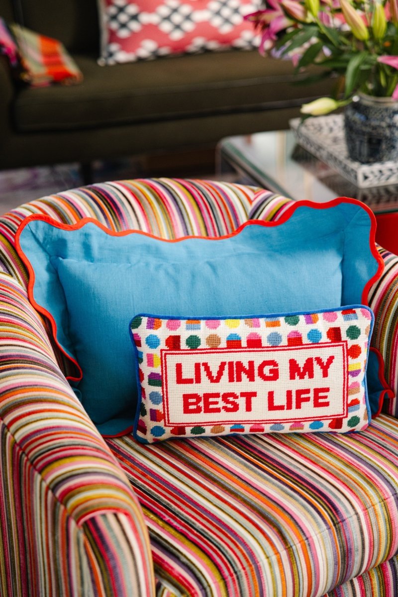 Best Life Needlepoint Pillow-Throw Pillows-Furbish Studio-The Grove