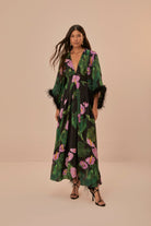 Black Anthurium Kaftan - Dresses - FARM Rio - The Grove