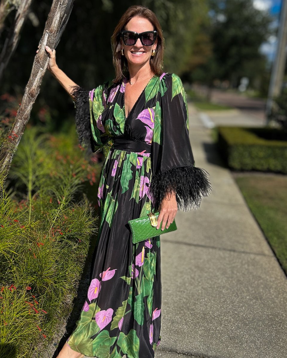 Black Anthurium Kaftan - Dresses - FARM Rio - The Grove