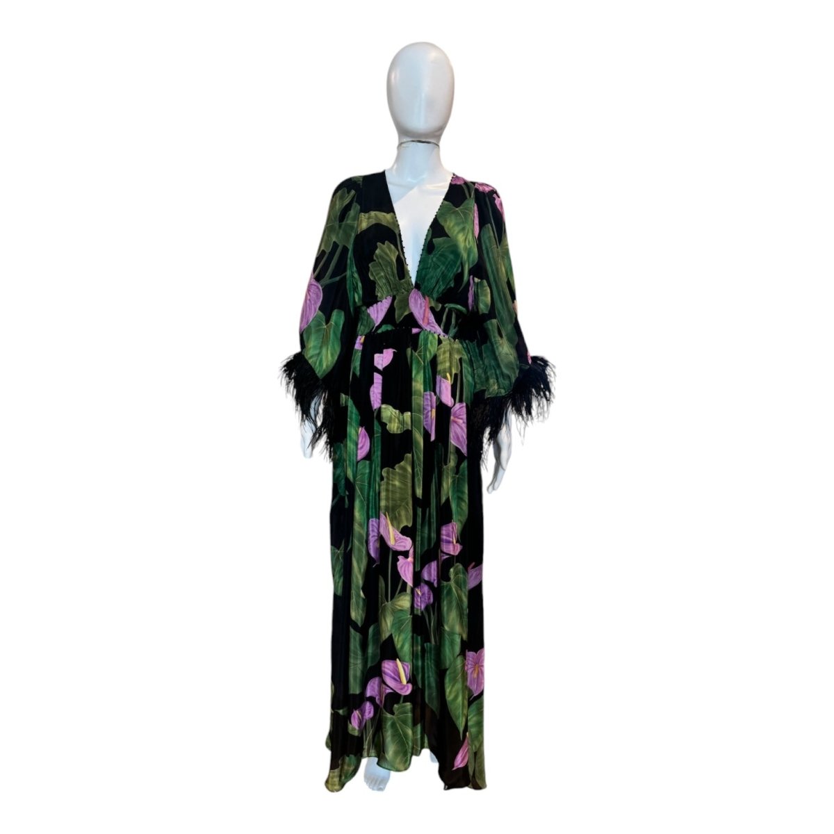 Black Anthurium Kaftan - Dresses - FARM Rio - The Grove