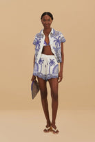 Blue Palm Trees Richelieu Shorts - Shorts - FARM Rio - The Grove