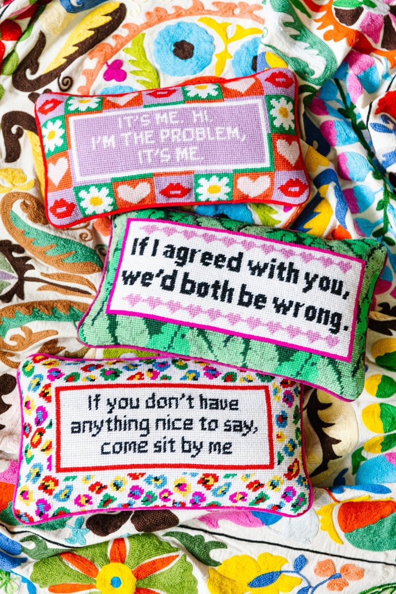 Both Be Wrong Needlepoint Pillow - Throw Pillows - Furbish Studio - The Grove