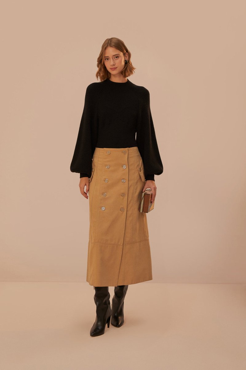 Brown Yoked Midi Skirt - Skirts - FARM Rio - The Grove