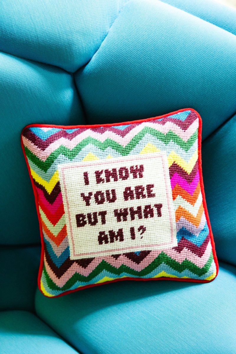 But What Am I Needlepoint Pillow - Throw Pillows - Furbish Studio - The Grove