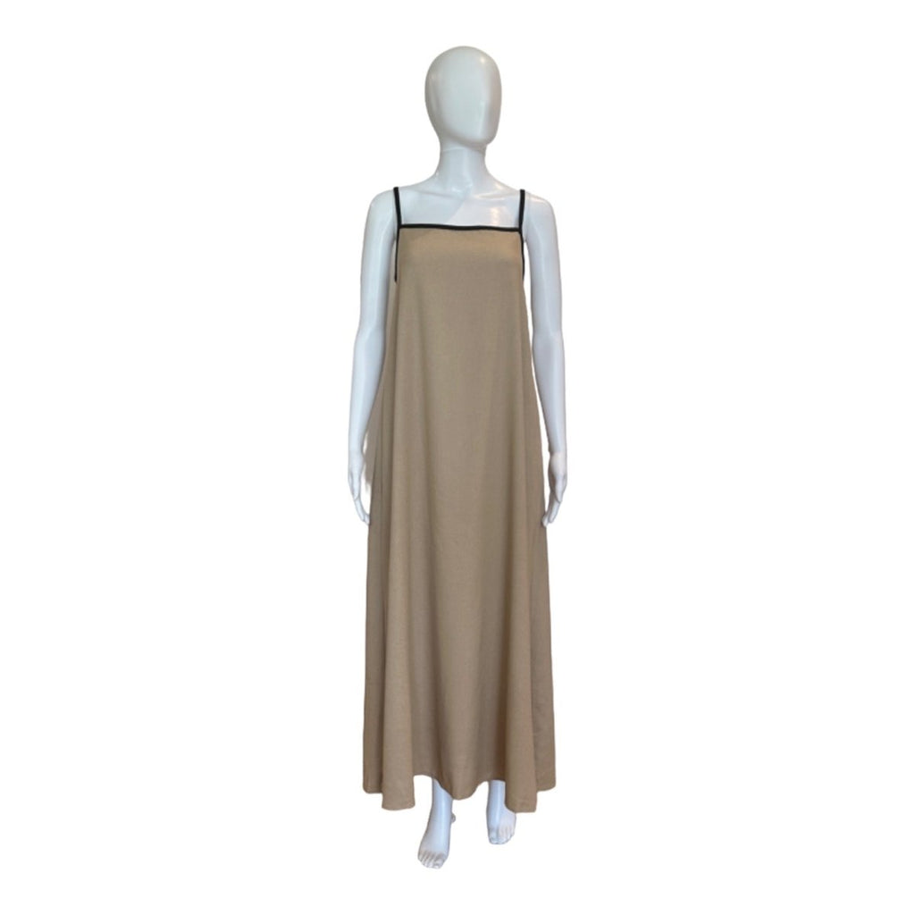 Cammi Contrast Piping Midi Dress | Khaki-Dresses-GIGIO-The Grove