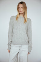 Cashmere Braided Crew Neck Sweater | Grey - Sweaters - Amanda Maria - The Grove