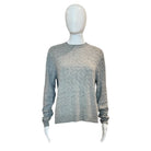 Cashmere Braided Crew Neck Sweater | Grey - Sweaters - Amanda Maria - The Grove