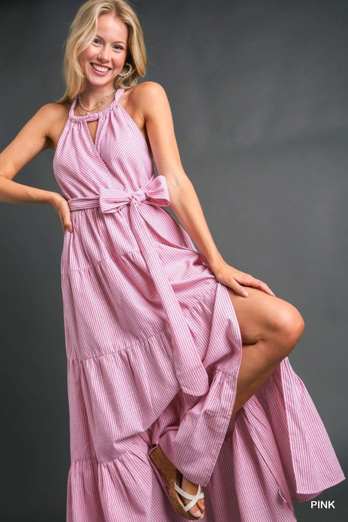 Celeste Striped Maxi Dress | Pink-Dresses-Style U-The Grove