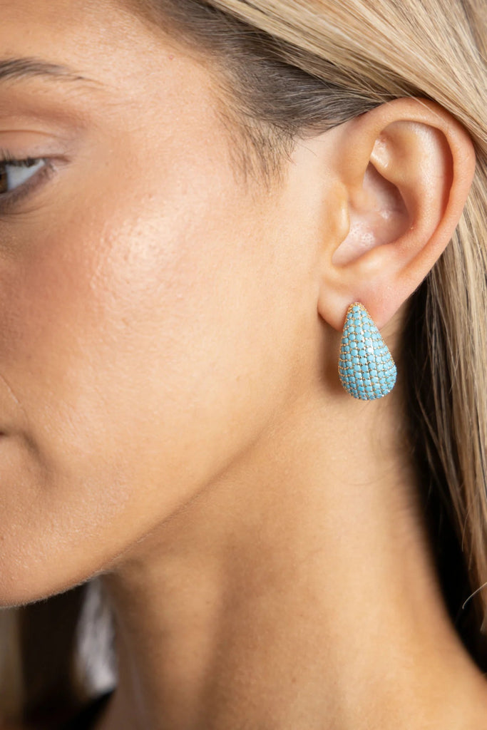 Celine CZ Raindrop Earring | Turquoise-Earrings-Sahira-The Grove