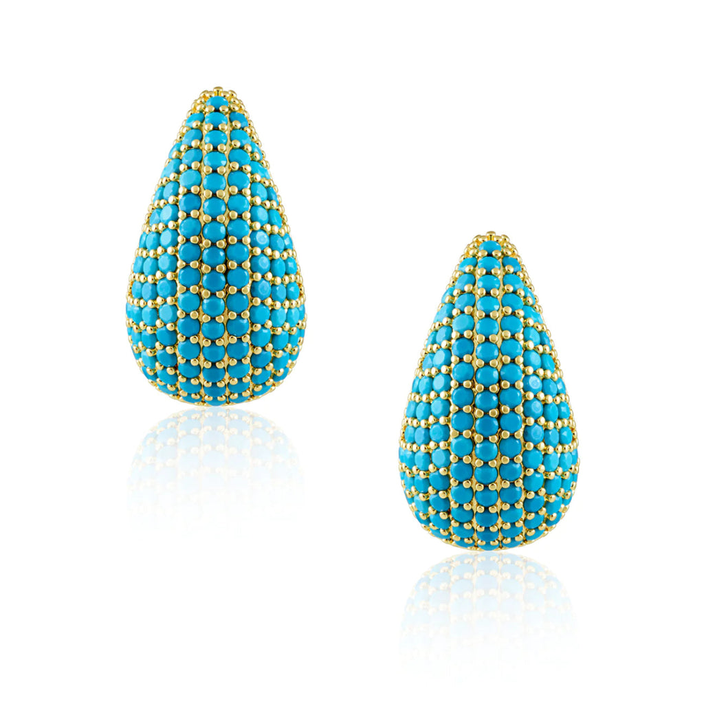 Celine CZ Raindrop Earring | Turquoise-Earrings-Sahira-The Grove