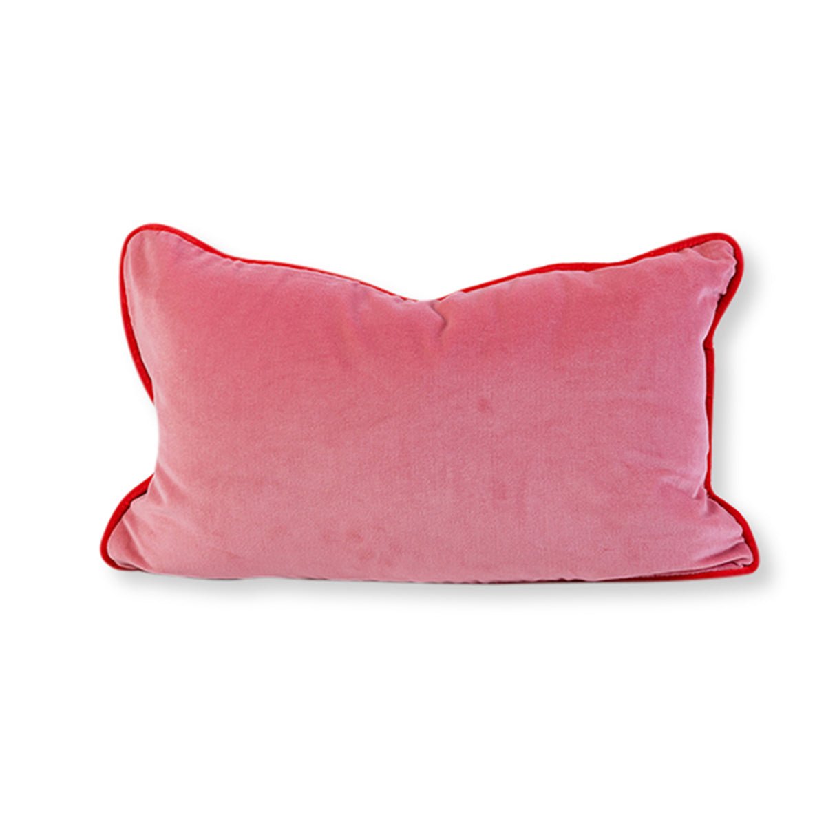 Charliss Velvet Lumbar Pillow | Light Pink + Cherry - Throw Pillows - Furbish Studio - The Grove