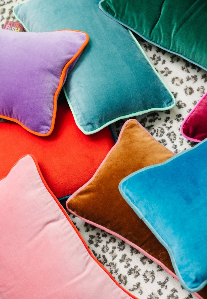 Charliss Velvet Lumbar Pillow | Lilac + Orange - Throw Pillows - Furbish Studio - The Grove