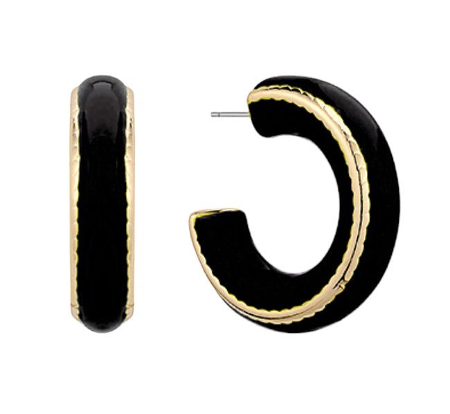 Chunky Color Coated Acrylic Hoop Earrings | Black-Earrings-Twist-The Grove