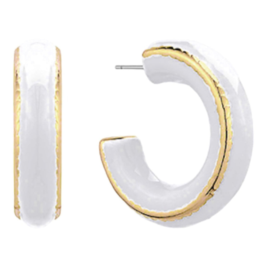 Chunky Color Coated Acrylic Hoop Earrings | White-Earrings-Twist-The Grove