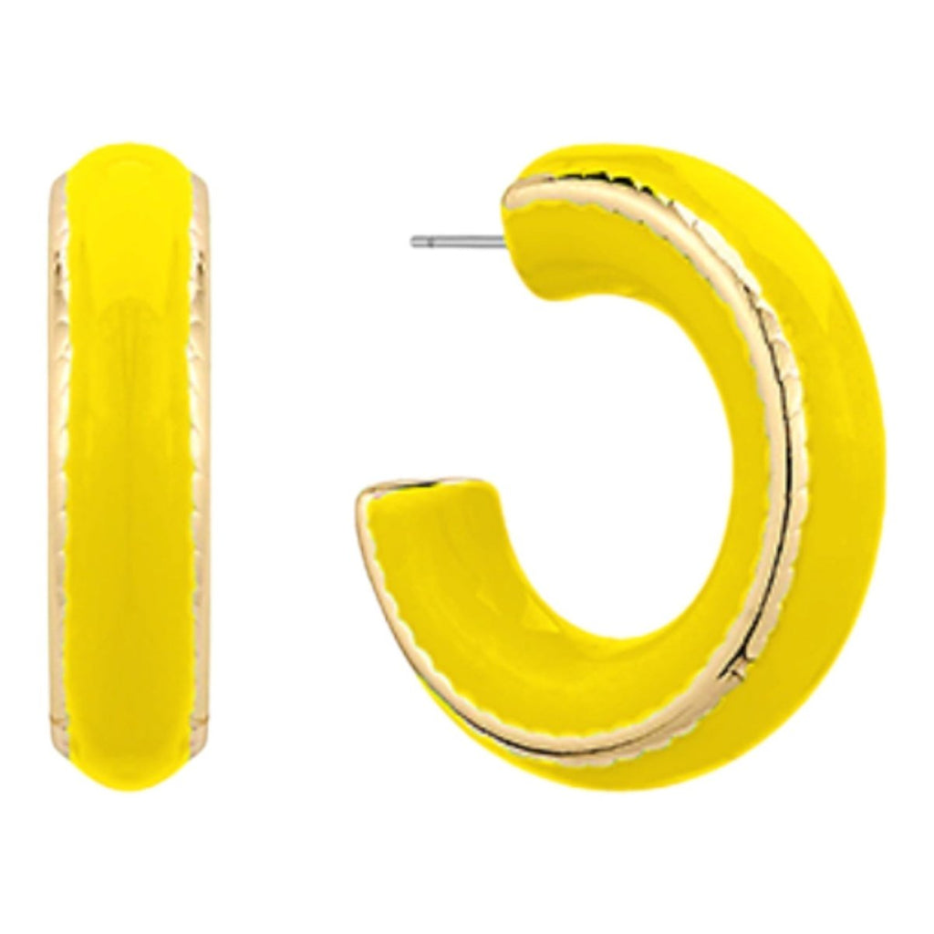 Chunky Color Coated Acrylic Hoop Earrings | Yellow-Earrings-Twist-The Grove