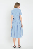 Cindy Striped Midi Dress | Blue & White - Dresses - English Factory - The Grove