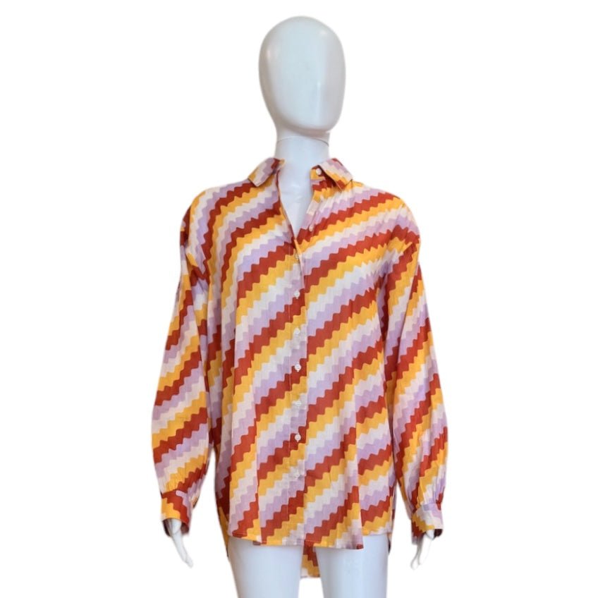 Citrus Stripe Beach Shirt-Shirts & Tops-Compañia Fantastica-The Grove