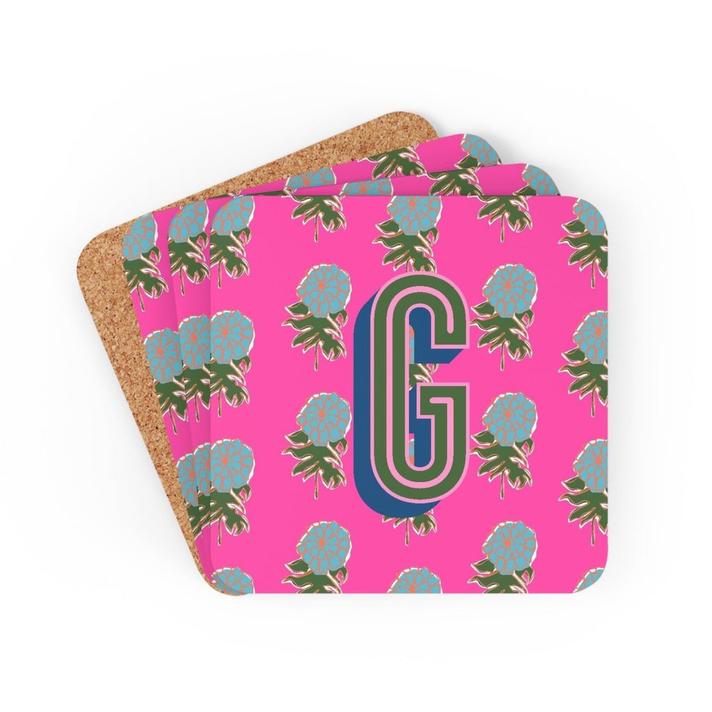 Coaster Set | Kyra Pink Monogrammed-Coasters-CB Studio-The Grove