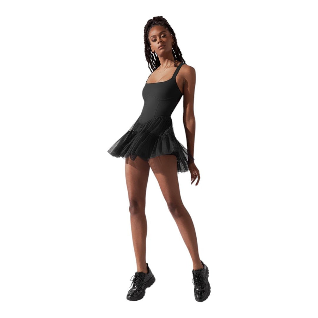 Corset Pirouette Dress | Black-Tennis Dress-POPFLEX®-The Grove