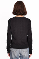 Cotton Frayed Cable Cardigan | Black - Sweaters - Minnie Rose - The Grove