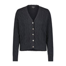 Cotton Frayed Cable Cardigan | Black - Sweaters - Minnie Rose - The Grove