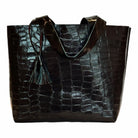 Croc Embossed Leather Tote | Black - Handbags - Iva Marie Creed - The Grove