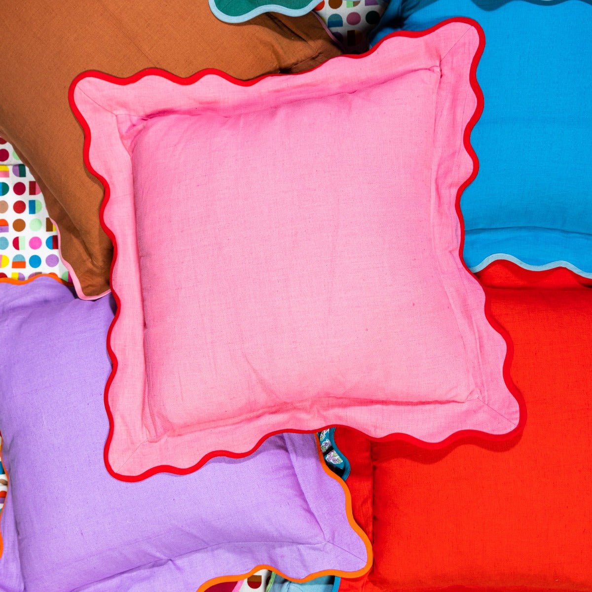 Darcy Linen Pillow | Light Pink + Cherry - Throw Pillows - Furbish Studio - The Grove