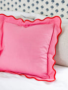 Darcy Linen Pillow | Light Pink + Cherry - Throw Pillows - Furbish Studio - The Grove