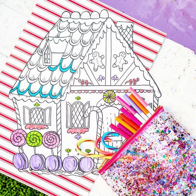 Die - Cut Gingerbread House Coloring Placemat - Paper Placemat - Hester & Cook - The Grove