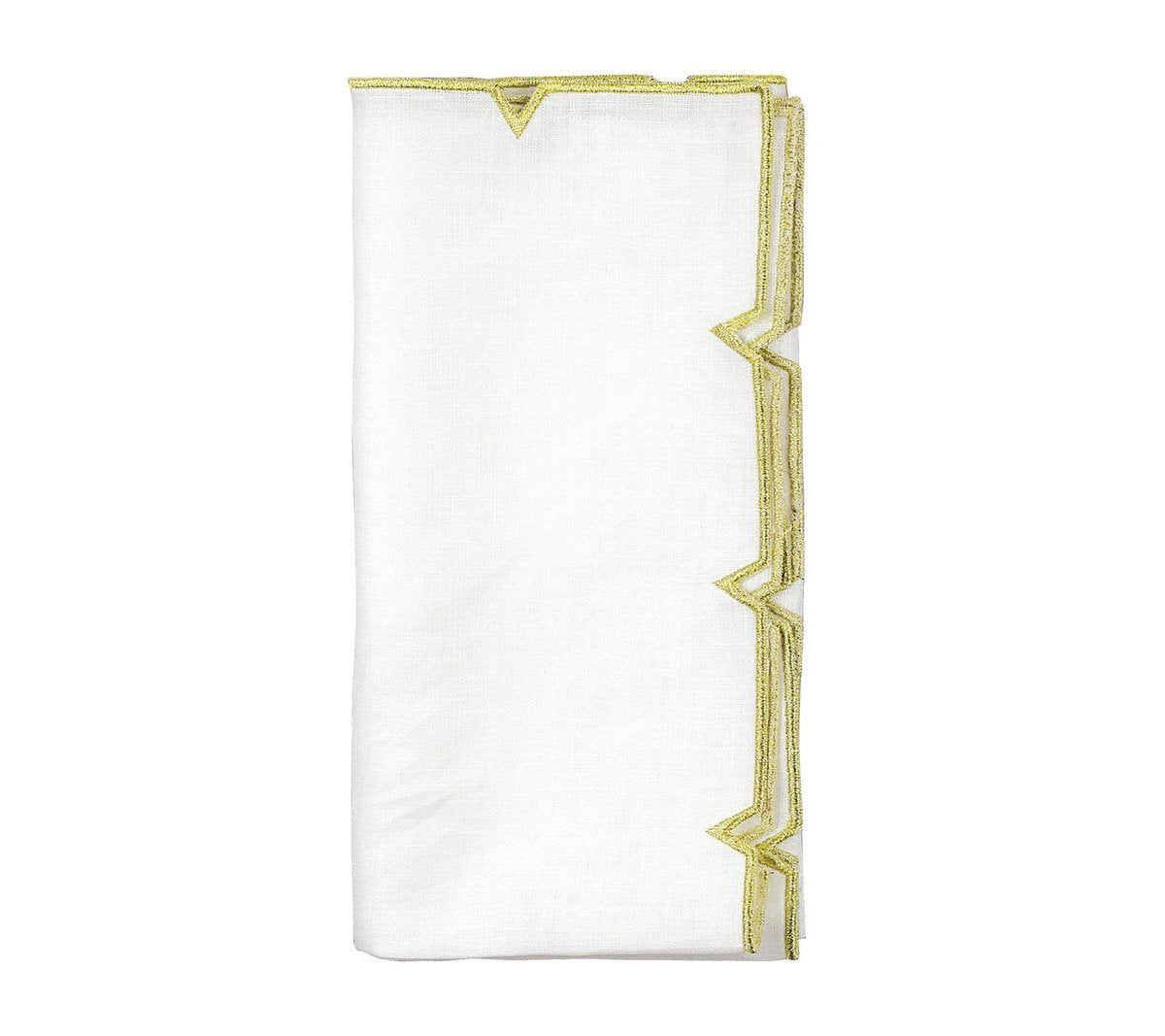 Divot Napkin in White & Gold-Cloth Napkins-Clementine WP-The Grove