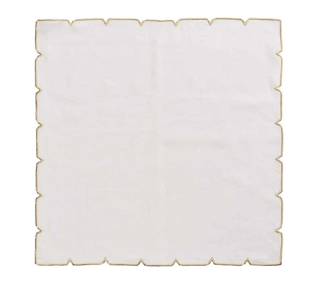 Divot Napkin in White & Gold-Cloth Napkins-Clementine WP-The Grove