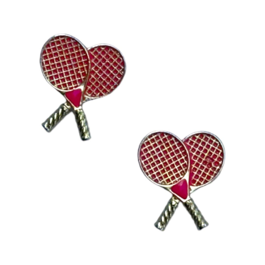 Double Tennis Racket Stud Earrings | Bright Pink-Earrings-Lisi Lerch-The Grove