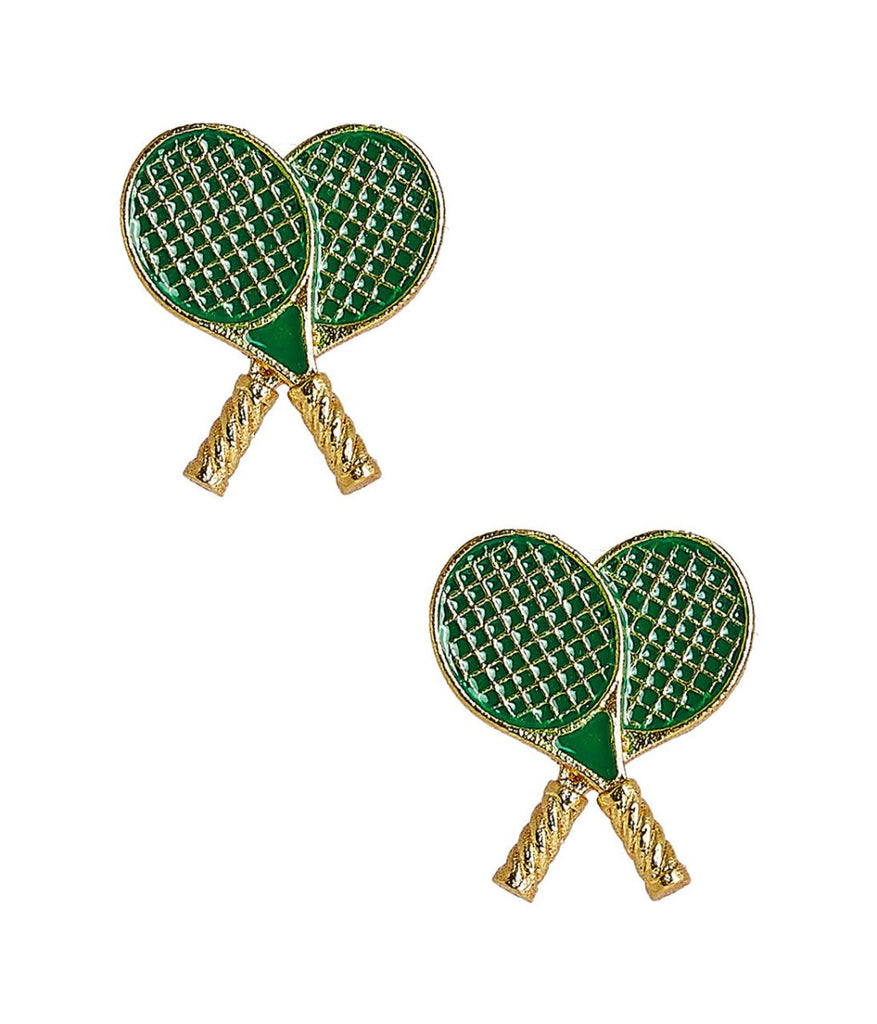 Double Tennis Racket Stud Earrings | Green-Earring-Lisi Lerch-The Grove