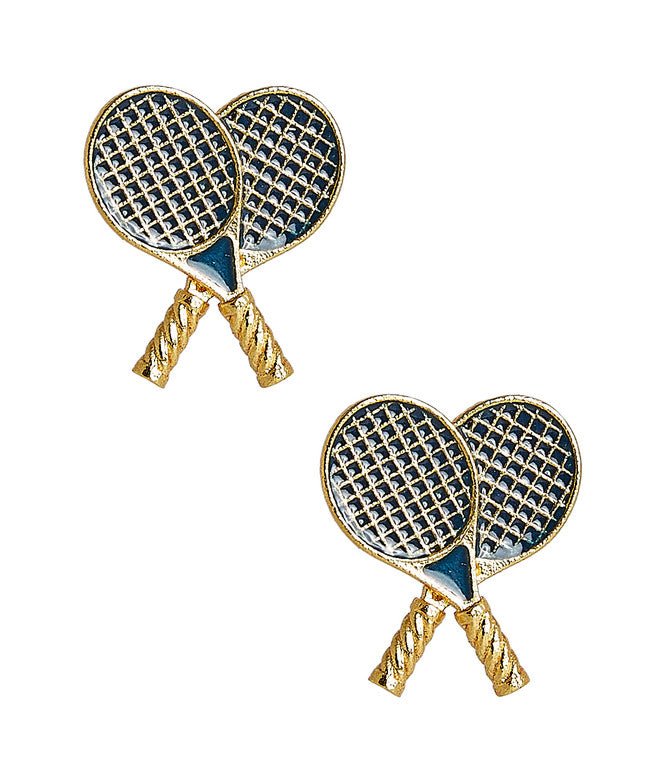 Double Tennis Racket Stud Earrings | Navy-Earrings-Lisi Lerch-The Grove