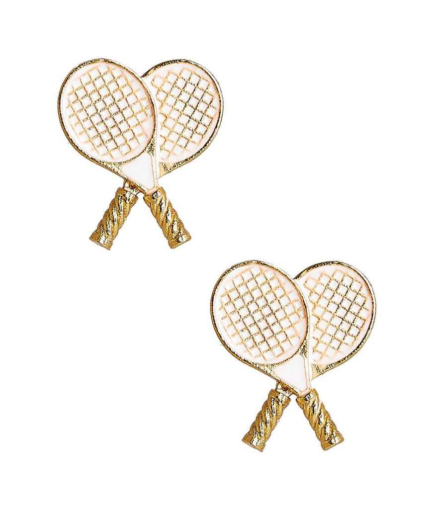 Double Tennis Racket Stud Earrings | White-Earrings-Lisi Lerch-The Grove