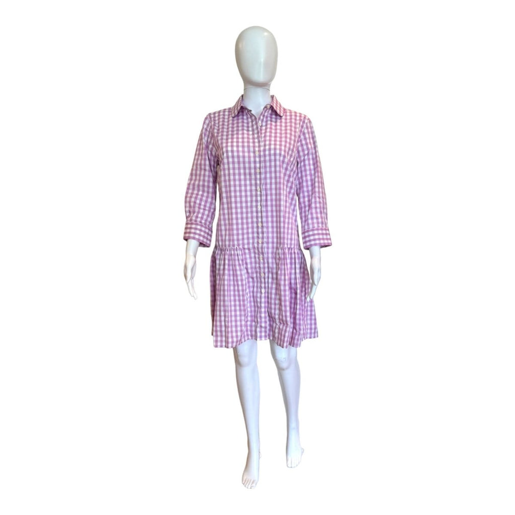 Drop Waist Shirt Dress | Lavender Gingham-Dresses-The Shirt-The Grove