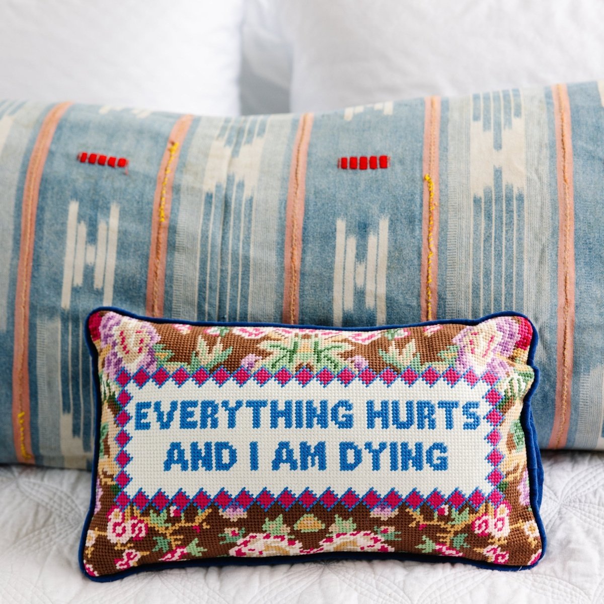 Everything Hurts Needlepoint Pillow - Throw Pillows - Furbish Studio - The Grove