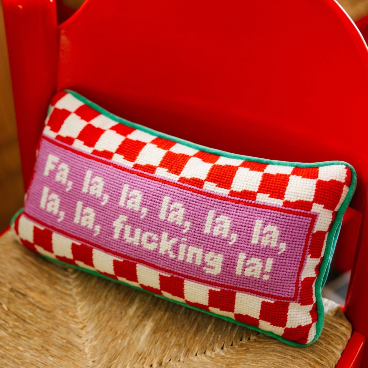 Fa La La Needlepoint Pillow - Throw Pillows - Furbish Studio - The Grove