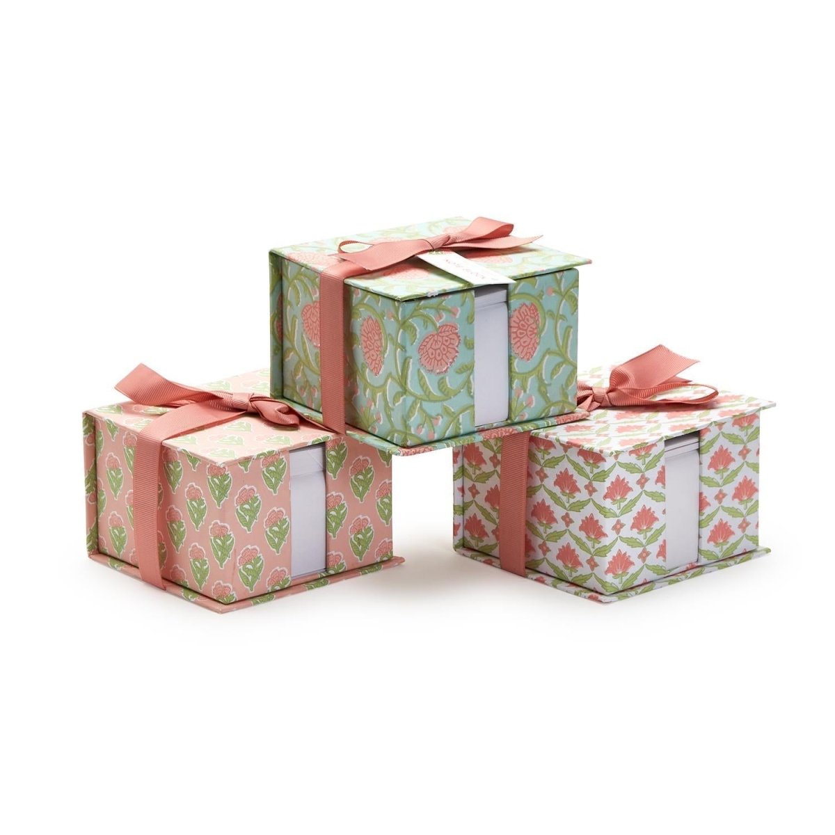 Floral Block Print Note Cube-Notepad-Two's Company-The Grove