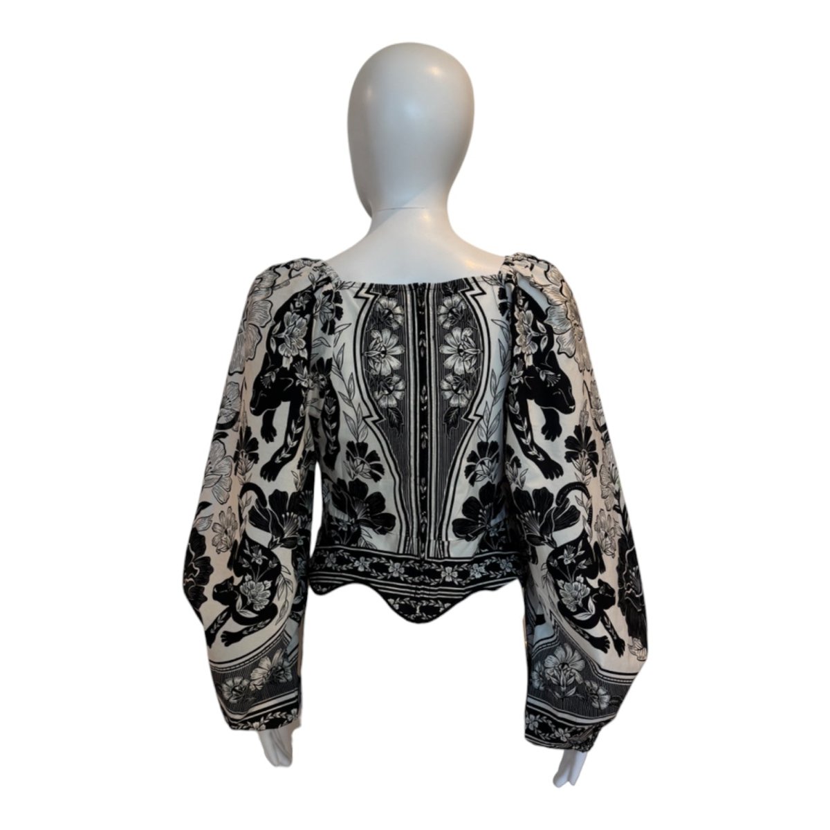 FLOWER LEOPARDS OFF-WHITE LONG SLEEVE BLOUSE - The Grove