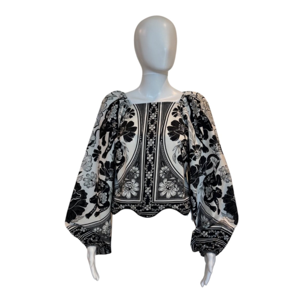 FLOWER LEOPARDS OFF-WHITE LONG SLEEVE BLOUSE - The Grove