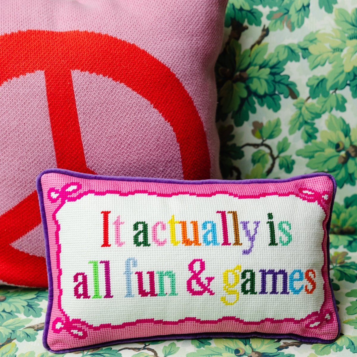 Fun And Games Needlepoint Pillow - Throw Pillows - Furbish Studio - The Grove