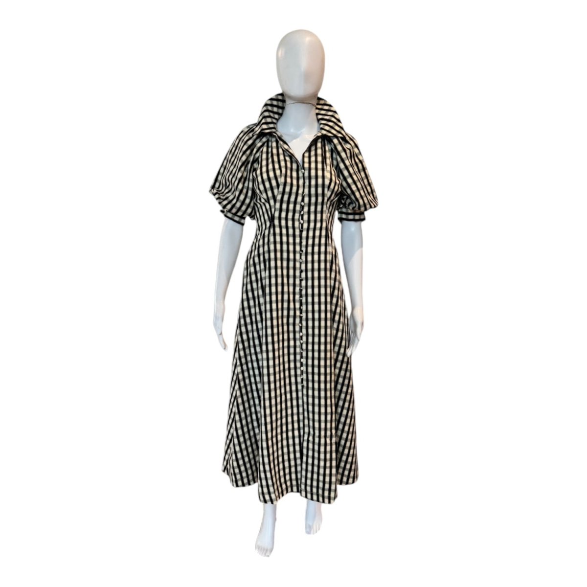 Black and white gingham midi dress shop
