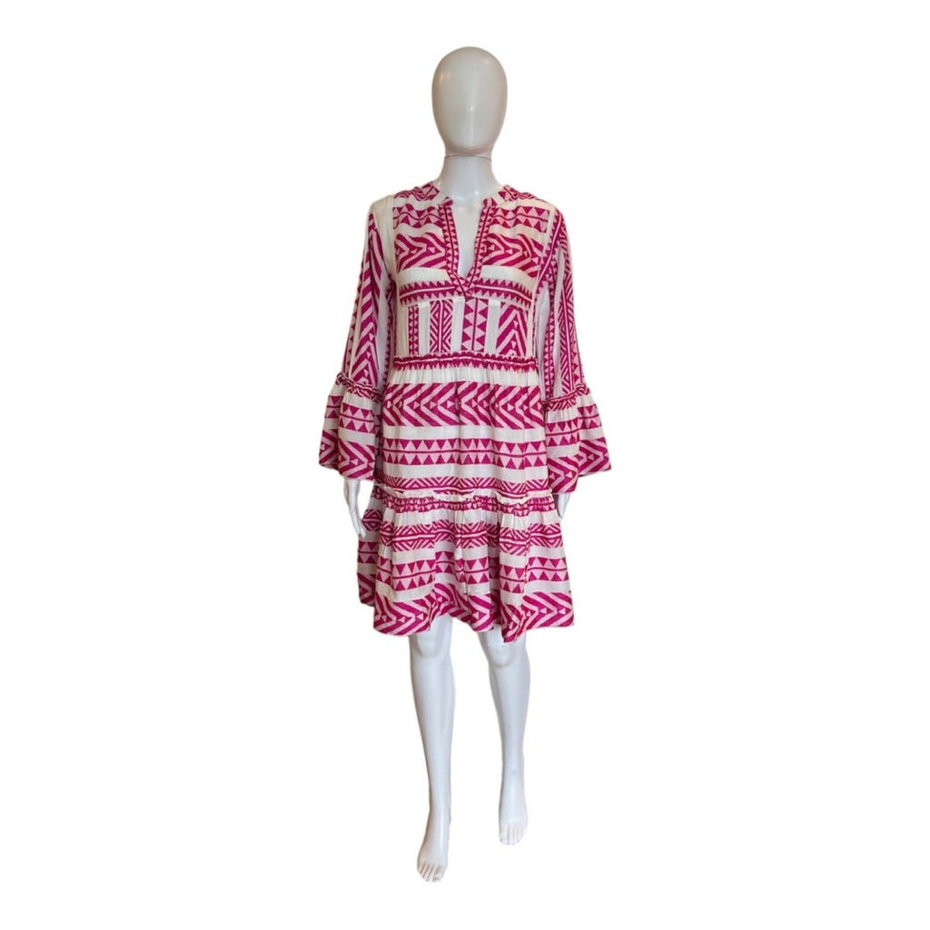 Grecian Goddess Jacquard Mini Dress | Pink-Dresses-En Creme-The Grove