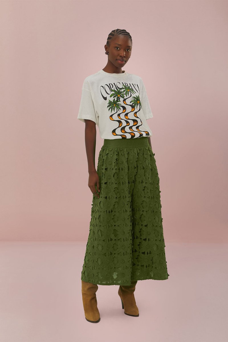 Green Richelieu Midi Skirt - Skirts - FARM Rio - The Grove