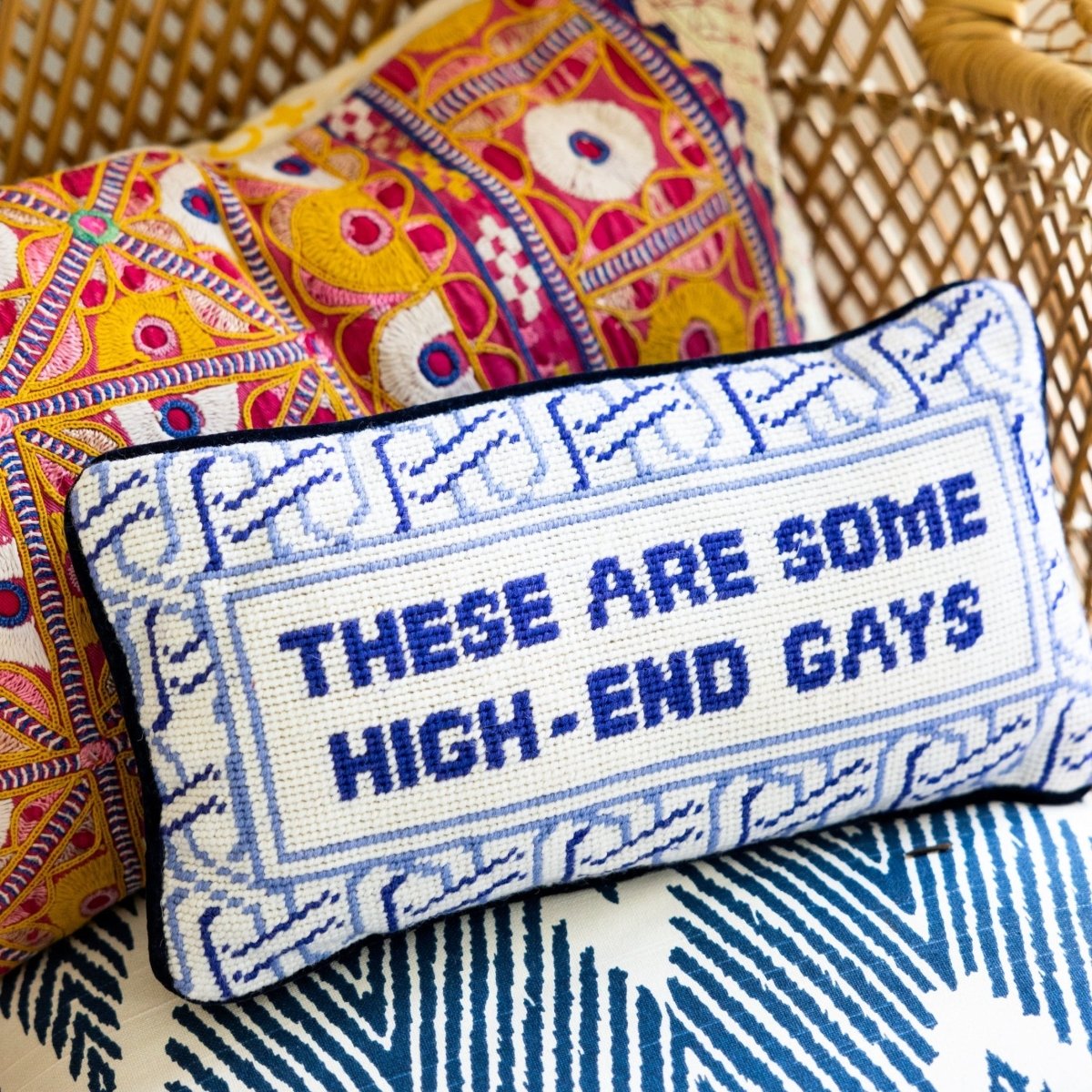 High - End Gays Needlepoint Pillow - Throw Pillows - Furbish Studio - The Grove