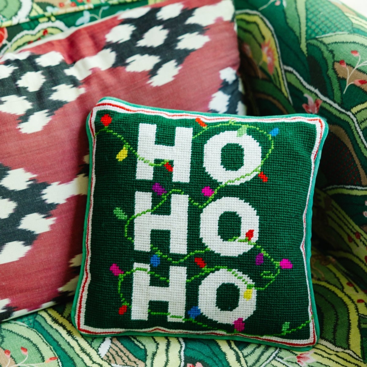 Ho Ho Ho Needlepoint Pillow - Throw Pillows - Furbish Studio - The Grove