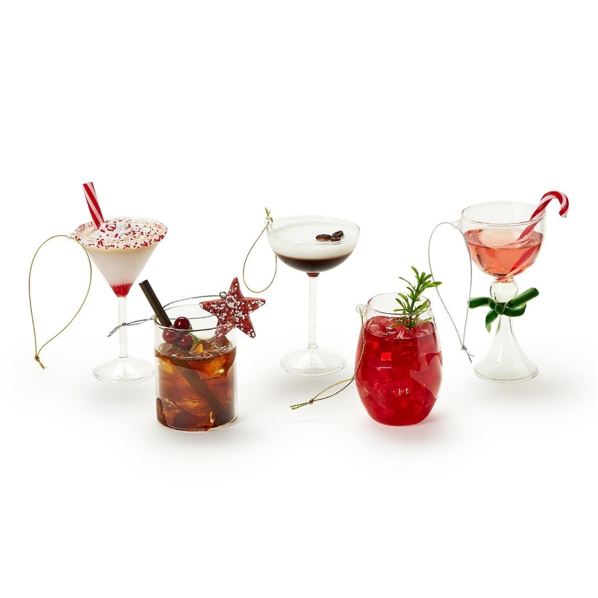 Holiday Cheer Cocktail Drink Ornaments | Five Styles - Holiday Ornaments - Two's Company - The Grove